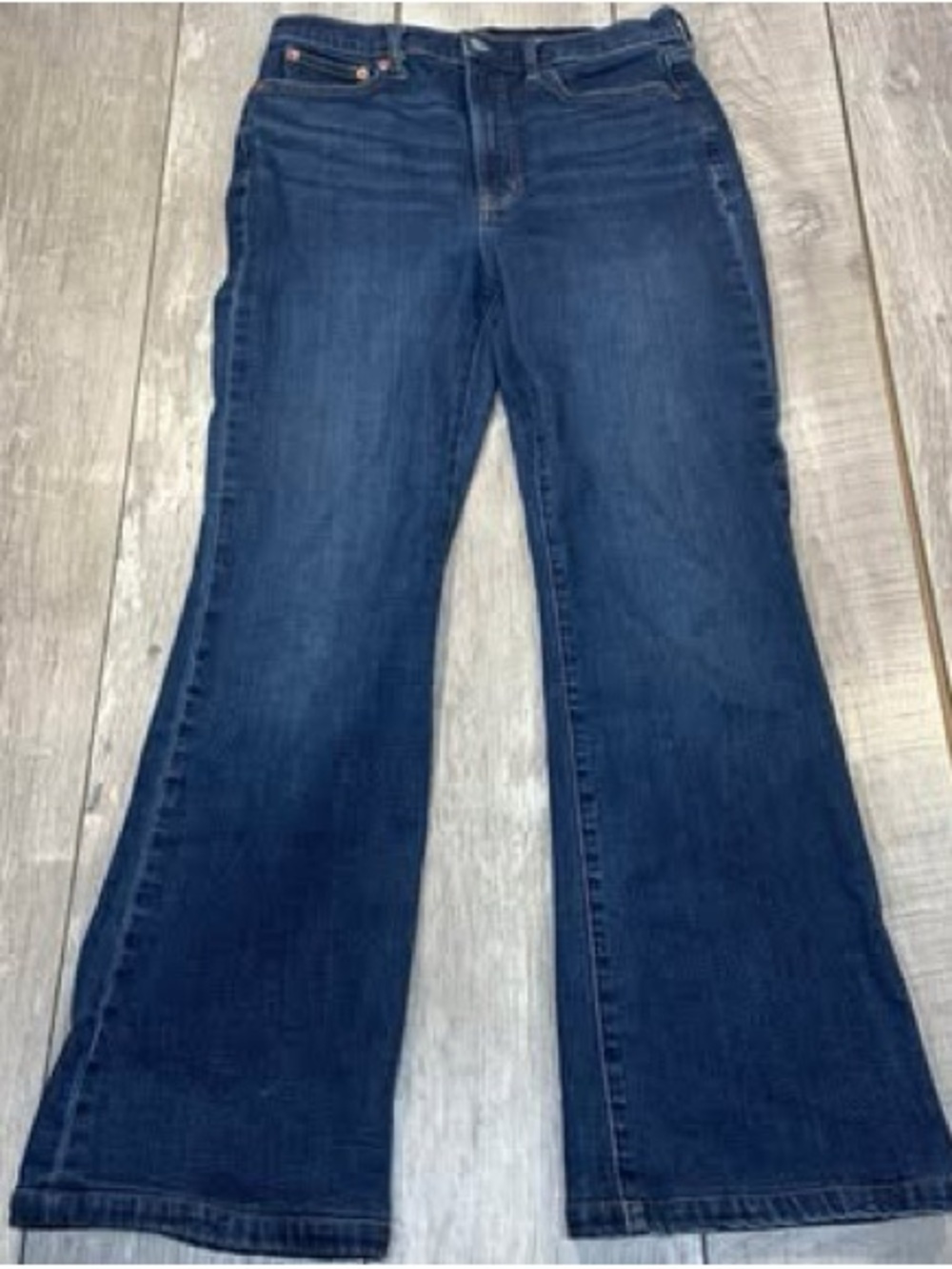 Gap Women's High-Rise Dark Blue Flare Jeans - Wide Leg size 10 regular